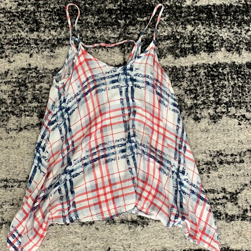 Spaghetti strap crop top. Red white and blue.